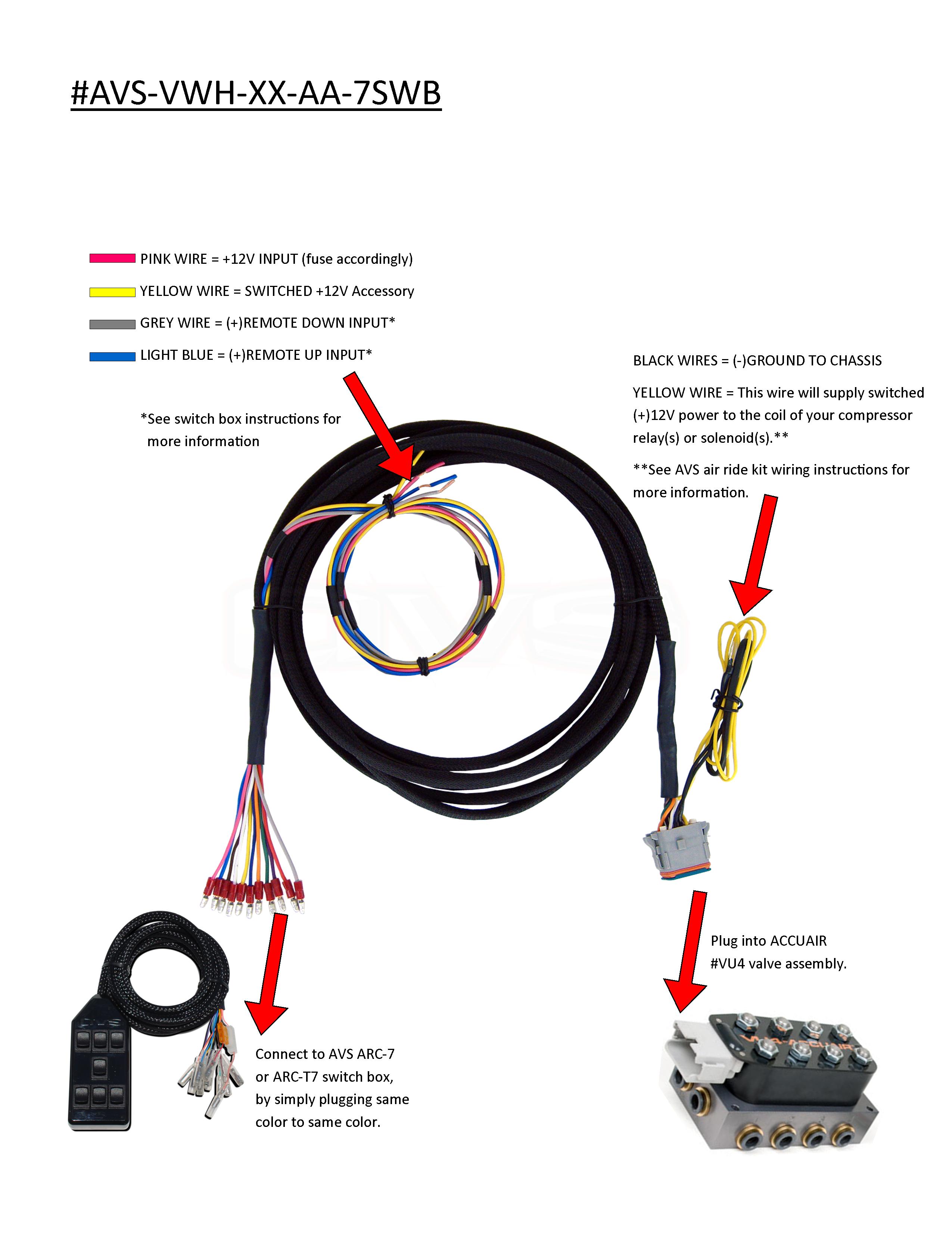 AVS VALVE WIRING HARNESS 10' - ACCUAIR VU4 VALVE TO AVS 7-SWITCH BOX | eBay